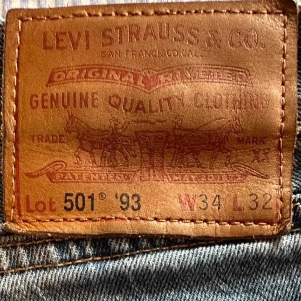Levi's 501‎ '93 Straight Leg Jeans Mens 34x32 Light Blue Button Fly Denim